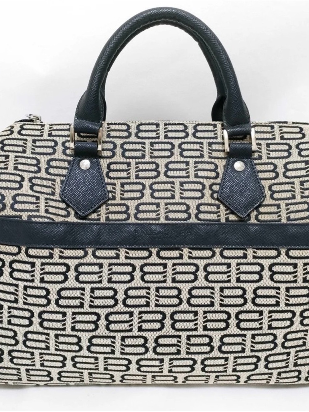 Balenciaga Canvas Monogram Bag in Black and Cream
